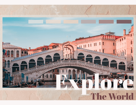旅行照相簿 模板。 Explore The World Travel Photo Book (由 Visual Paradigm Online 的旅行照相簿軟件製作)