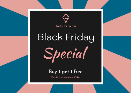 Gift Card template: Pink And Blue Black Friday Specials Gift Card (Created by Visual Paradigm Online's Gift Card maker)