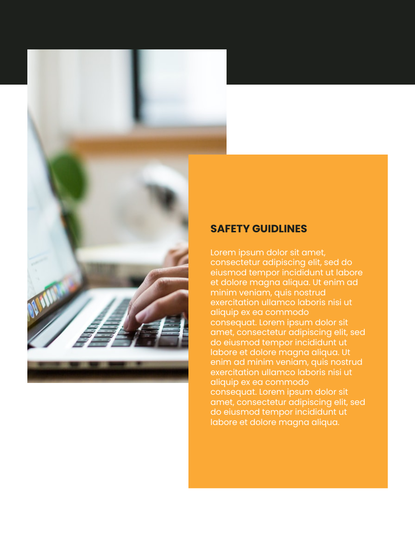 培訓手冊 模板。 Employee Safety Training Manual (由 Visual Paradigm Online 的培訓手冊軟件製作)