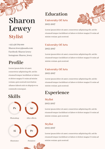Editable resumes template:Floral Resume