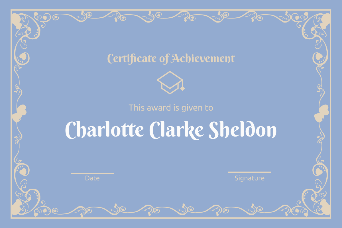 Certificate template: Delight Achievement Certificate (Created by InfoART's Certificate maker)