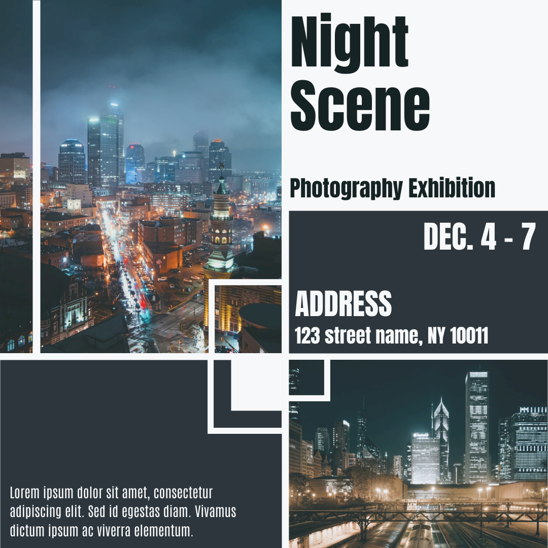 Instagram Post template: Night Scene Photography Exhibition Instagram Post (Created by InfoART's Instagram Post maker)