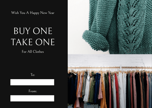 Gift Card template: Black Shopping Photo New Year Sale Gift Card (Created by Visual Paradigm Online's Gift Card maker)