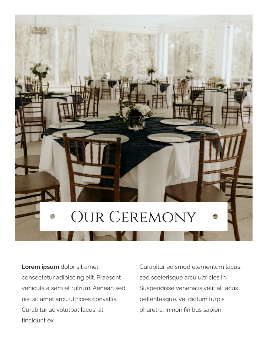 小冊子 模板。 Wedding Ceremony Booklet (由 Visual Paradigm Online 的小冊子軟件製作)