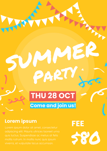 Editable posters template:Summer Party Poster