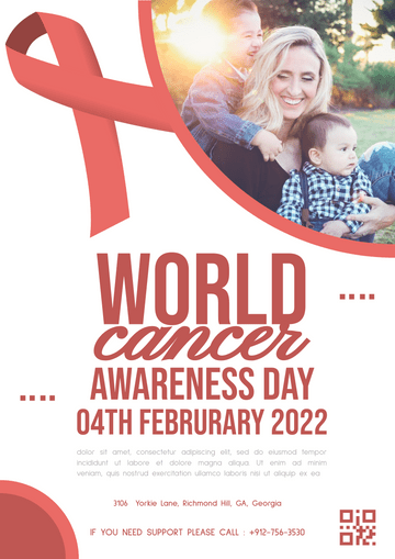 Editable posters template:World Cancer Awareness Day Poster
