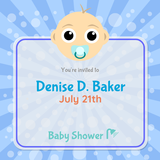 Invitation template: Denis' Baby Shower (Created by Visual Paradigm Online's Invitation maker)