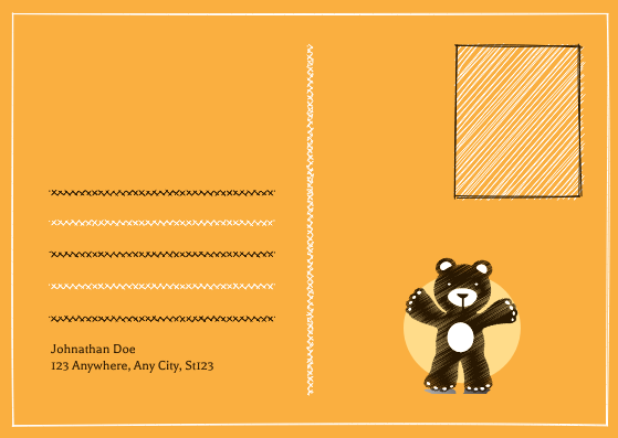 Postcard template: Cute Teddy Bear Illustrations Thank You Card (Created by Visual Paradigm Online's Postcard maker)