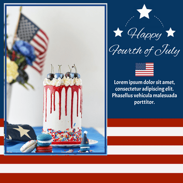 Editable instagramposts template:Cake Photo Happy Fourth of July Instagram Post
