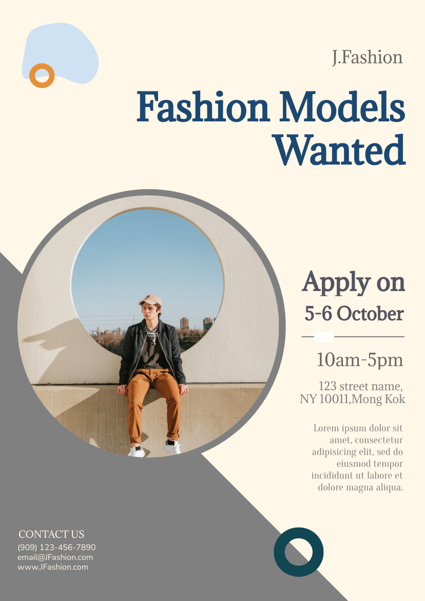 Flyer template: Fashion Models Recruitment Flyer (Created by Visual Paradigm Online's Flyer maker)