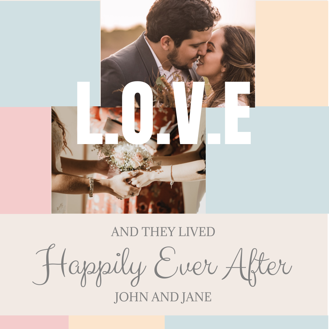 Instagram 帖子 模板。Sweet Happy Wedding Instagram Post (由 Visual Paradigm Online 的Instagram 帖子软件制作)