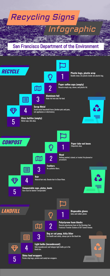 Editable infographics template:Recycling Signs Infographic