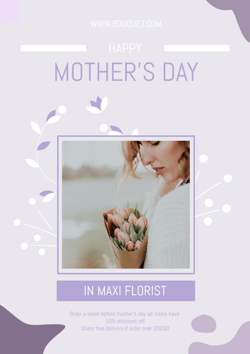 Flyer template: Mother's Day Bouquet Order Flyer (Created by InfoART's Flyer maker)