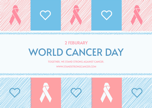 Pastel Pink And Blue World Cancer Day Postcard