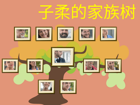家庭树 模板。带图片的传统框架家族树 (由 Visual Paradigm Online 的家庭树软件制作)