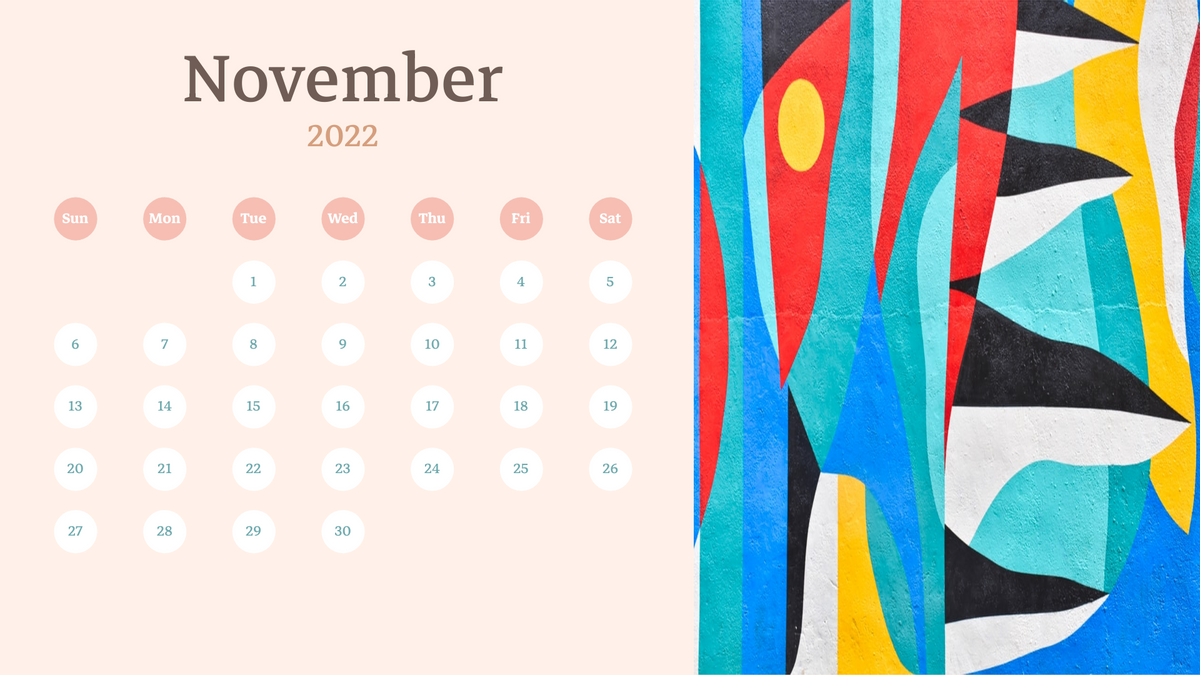 Calendar template: Abstract Pattern Calendar 2022 (Created by Visual Paradigm Online's Calendar maker)