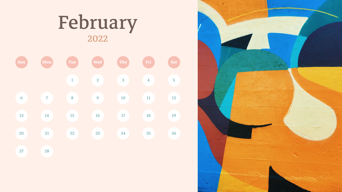 Calendar 模板。 Abstract Pattern Calendar 2022 (由 Visual Paradigm Online 的Calendar軟件製作)