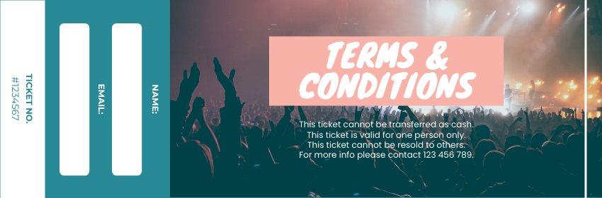 Ticket template: Retro Night Concert Ticket (Created by InfoART's Ticket maker)