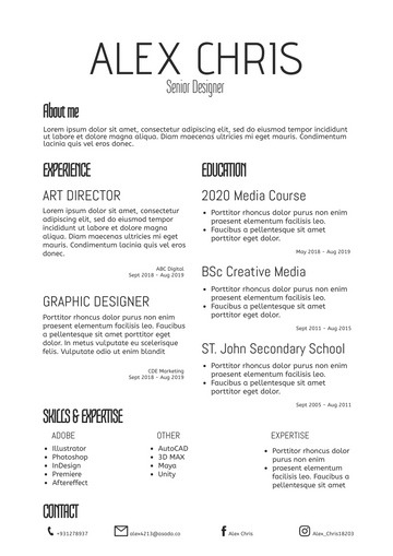 Resume template: Simple Resume (Created by Visual Paradigm Online's Resume maker)