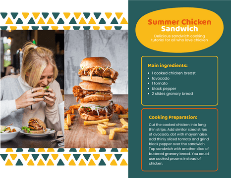 Recipe Card template: Chicken Sandwich Recipe Card (Created by Visual Paradigm Online's Recipe Card maker)