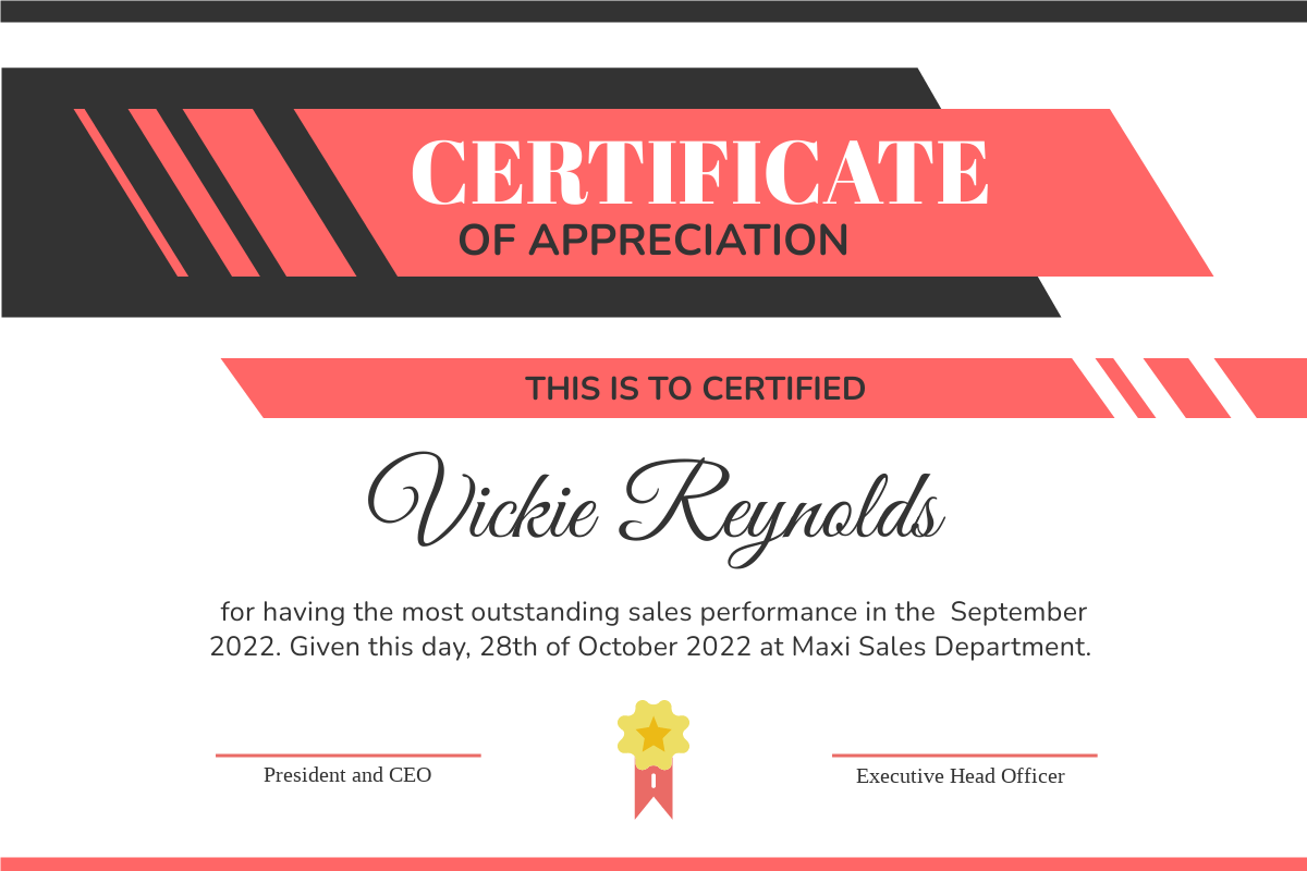Black And Red Polygon Strip Certificate