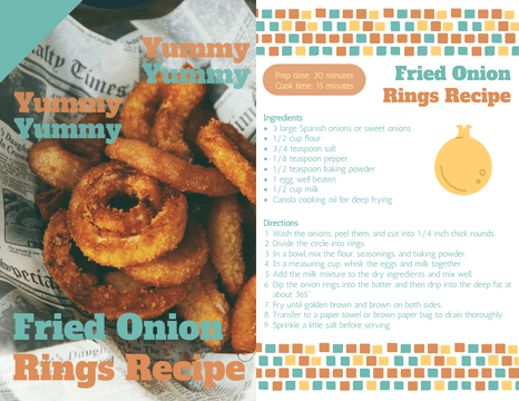 Recipe Cards template: Fried Onion Rings Recipe Card (Created by InfoART's Recipe Cards marker)