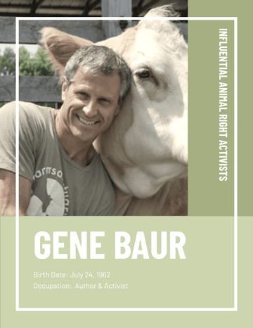 Biography 模板。 Gene Baur Biography (由 Visual Paradigm Online 的Biography軟件製作)