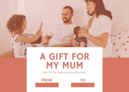 Editable giftcards template:Pink Family Photo Mother's Day Gift Card