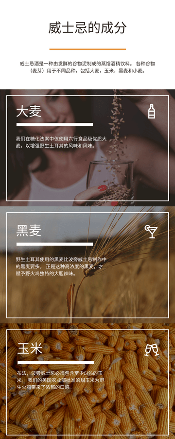 Editable infographics template:威士忌酒成分图