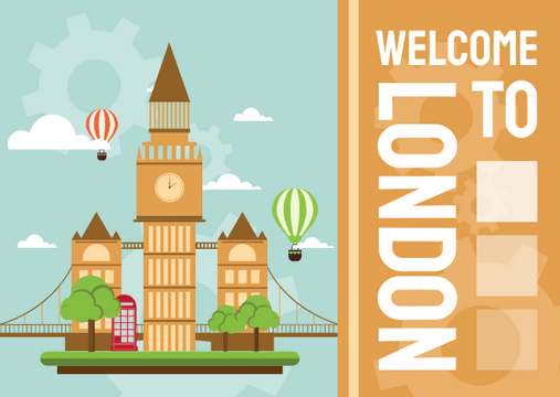 Postcard template: Welcome To London Postcard (Created by InfoART's  marker)