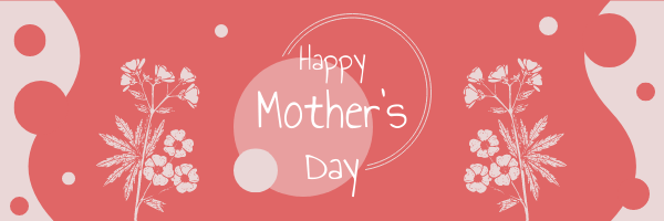 Editable emailheaders template:Red Floral Mother's Day Email Header With Circular Decorations