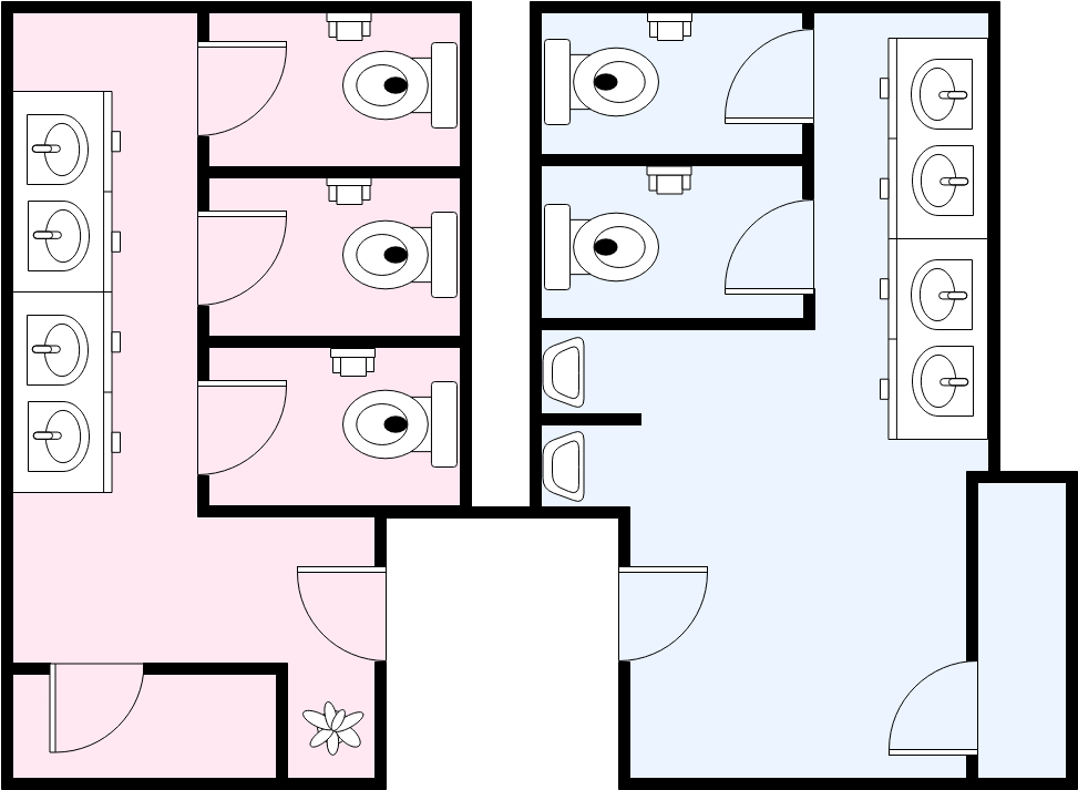 Restroom Floor Plan template: Public Restrooms (Created by Visual Paradigm Online's Restroom Floor Plan maker)