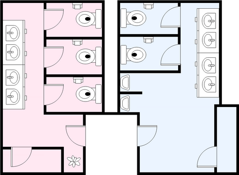 Restroom Floor Plan template: Public Restrooms (Created by Visual Paradigm Online's Restroom Floor Plan maker)