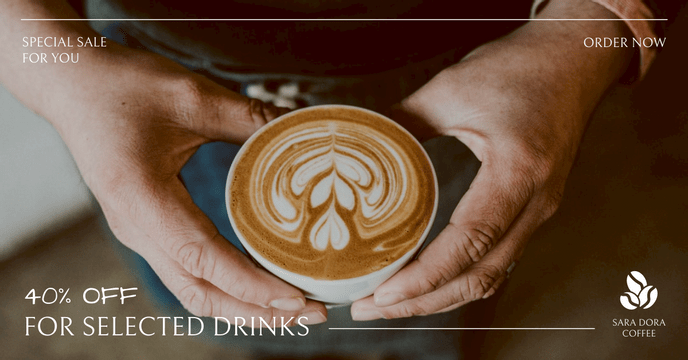 Editable facebookads template:Minimal Coffee Photo Drinks Sale Facebook Ad