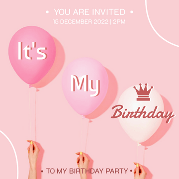 Girly Pink It's My Birthday Invitation
