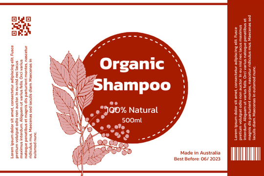 Label template: Organic Shampoo Label (Created by InfoART's  marker)