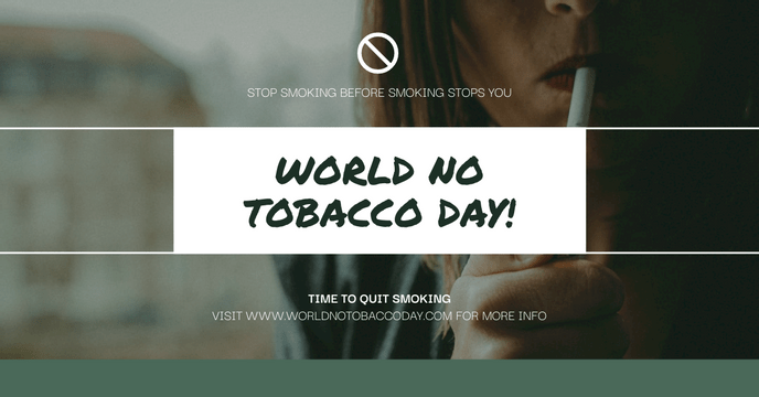 Editable facebookads template:Green Smoking Photo World No Tobacco Day Facebook Ad