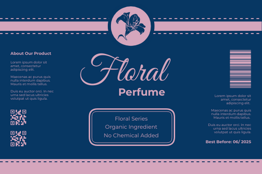 Label template: Floral Perfume Label (Created by InfoART's  marker)