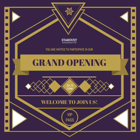 Invitation template: Art Deco Grand Opening Invitation  (Created by InfoART's Invitation maker)