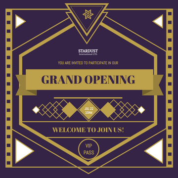 Editable invitations template:Art Deco Grand Opening Invitation 