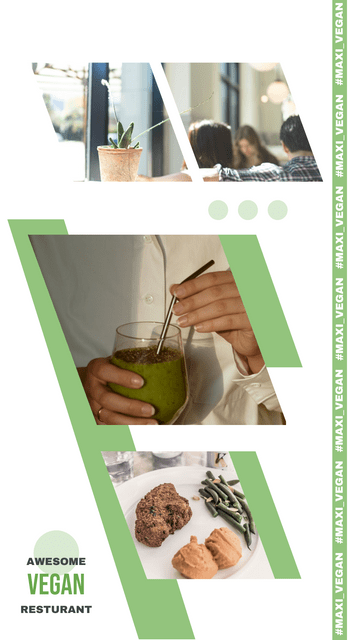 Editable instagramstories template:Green Vegan Restaurant Instagram Story