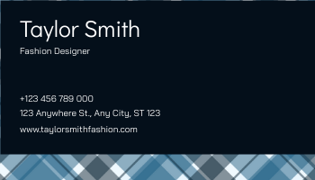 Business Card template: Blue Lattice Fashion Designer Business Card (Created by Visual Paradigm Online's Business Card maker)