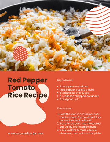 Recipe Card template: Red Pepper Tomato Rice Recipe Card (Created by Visual Paradigm Online's Recipe Card maker)