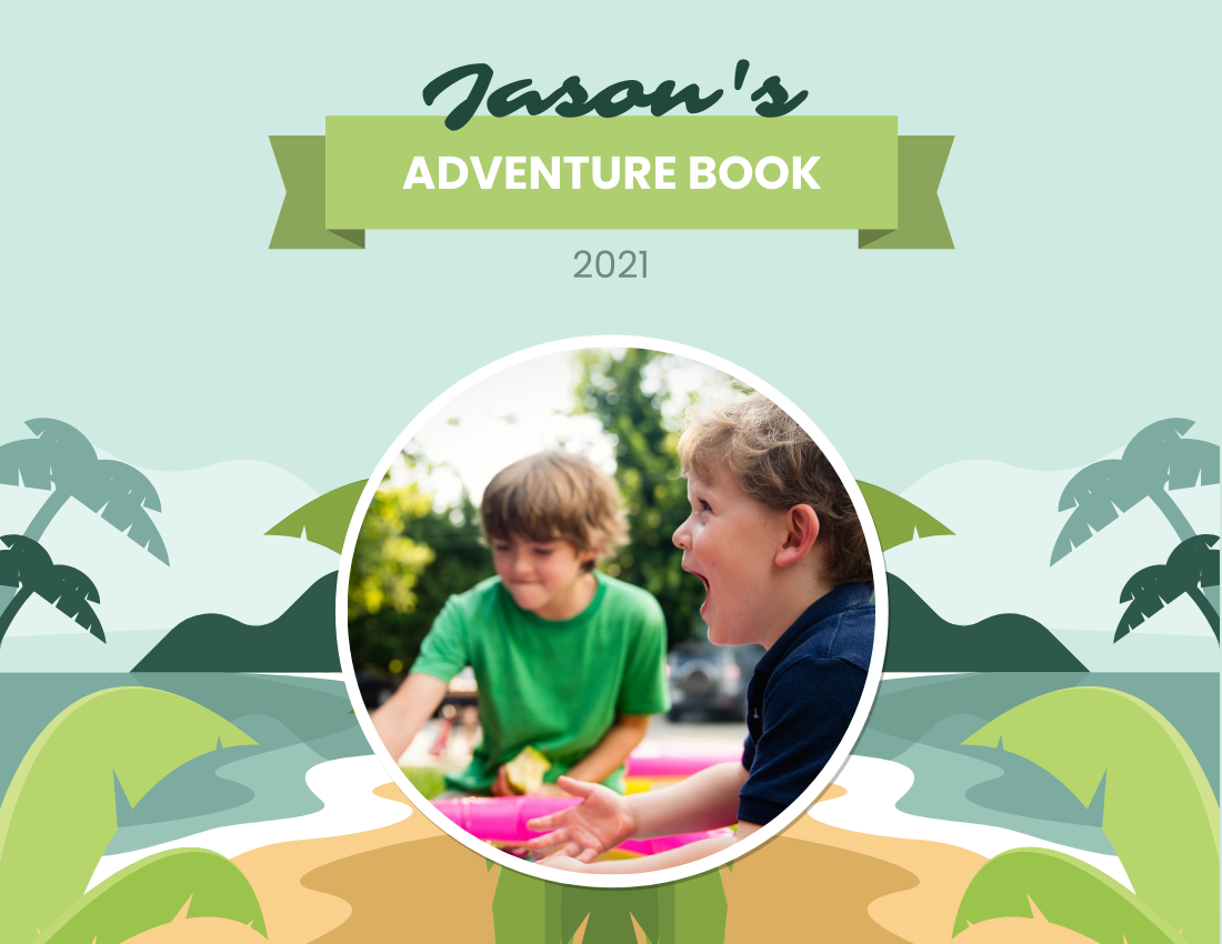 兒童照片簿 模板。 Kids Adventure Photo Book (由 Visual Paradigm Online 的兒童照片簿軟件製作)