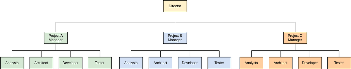 Organization Chart template: Project-Based Organizational Template (Created by Visual Paradigm Online's Organization Chart maker)