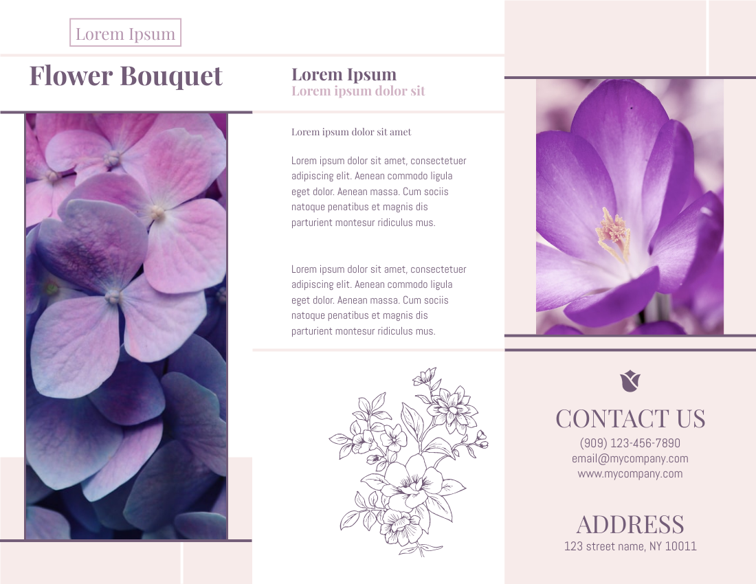 Brochure template: Flower Bouquet Brochure With Illustration And Photo (Created by InfoART's Brochure maker)