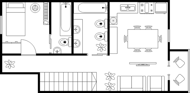 Work Office Floor Plan template: Rectangular House Floor Plan (Created by Visual Paradigm Online's Work Office Floor Plan maker)