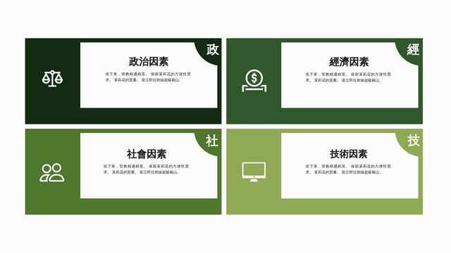 PEST 分析 template: 政經社技圖表模板9 (Created by InfoART's  marker)