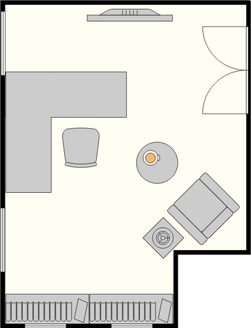 家庭辦公室平面圖 模板。  現代家庭辦公室 (由 Visual Paradigm Online 的家庭辦公室平面圖軟件製作)