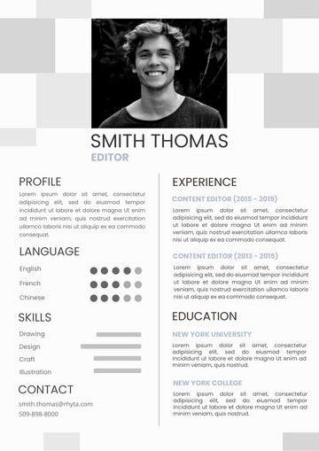Resume template: Black Resume 2 (Created by Visual Paradigm Online's Resume maker)